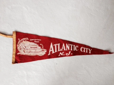 Vintage Atlantic City Felt Souvenier Pennant Banner Convention Center 24 inches Cover