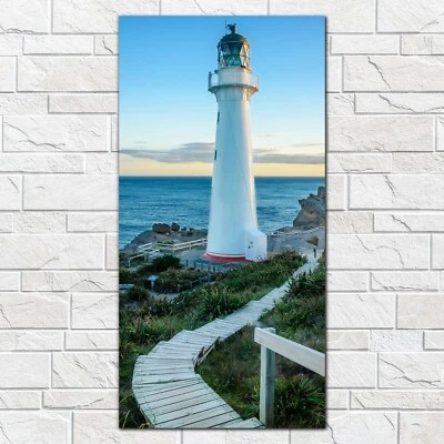 Wandbilder Glasbild Druck auf Glas Burg Leuchtturm Seelandschaft Holzweg 50x100 - Bild 1 von 4