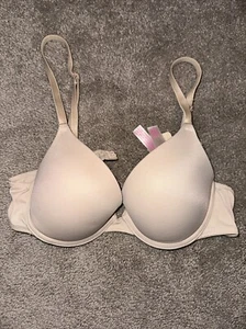 Victorias Secret Pink Wear Everywhere Push Up Bra 34A Tan/ Beige - Picture 1 of 2