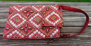 BodhiWaves Small Beaded Sequined Change Purse Wallet Cardholder Cigarette Holder - Picture 1 of 4