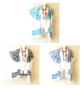 CG50 Abstract Cardigan Duster Kimono Open Front Jacket Cover up Top up to 5X - Picture 1 of 4
