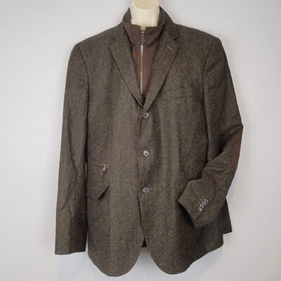 Patrick James Reserve Abrigo Lana Seda Blazer Chaqueta 44T Codo Parche Extraíble Col Foto 1 de 4