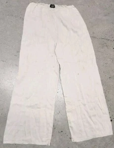 La Bottega Di Brunella Linen Straight Wide Leg White Pants FLAWED C* - Picture 1 of 7