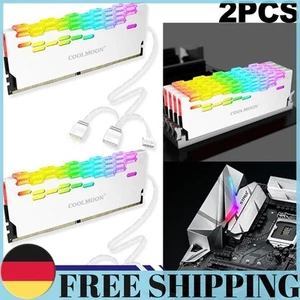 2PCS COOLMOON RA2 RAM Kühlkörper Kühler ARGB Bunte Heat Spreader für PC (Weiß) - Bild 1 von 12
