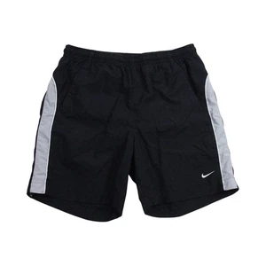 Nike Shorts Mens Medium Black Grey Swoosh Athletic Dept Swim Running Training - Picture 1 of 8
