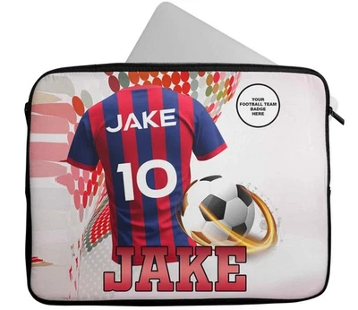 Personalised Football Design Laptop Case Any Name Sleeve Tablet Bag Great Gift 7 - Image 1 of 4