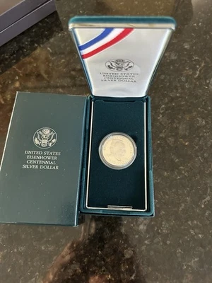 1990 Eisenhower Centennial Silver Dollar Proof w/ Box U.S. Mint Commemorative - Image 1 of 2