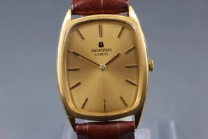 Vintage "Near Mint" Universal Geneve 542137 Square Gold Manual Herrenuhr JAPAN - Bild 1 von 11