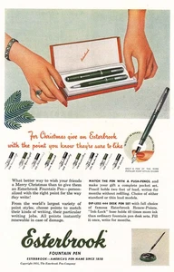 1951 Esterbrook Fountain Pens: Christmas Vintage Print Ad - Picture 1 of 1