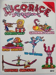 Vintage BJ Licorice Sticker Scratch N Sniff 6" Sheet - RARE & HTF - Picture 1 of 1