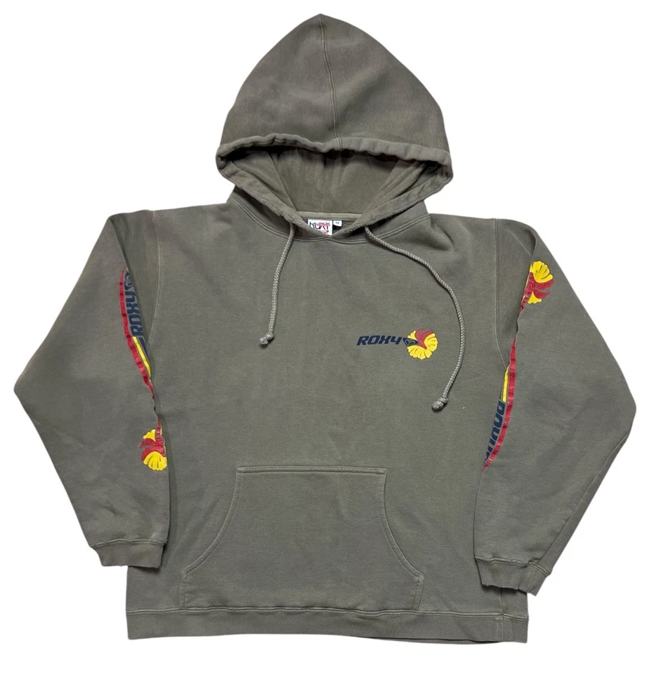 Sudadera con Capucha Floral Grunge Verde Quiksilver ROXY De Colección Para Mujer Y2K Mediana Foto 1 de 3