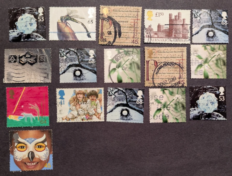 Reino Unido Gran Bretaña 16 estampillas vintage y valores diferentes Foto 1 de 1