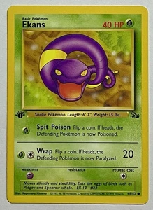 Ekans 46/62 (MP) 1st Edition Common Fossil Set 1996 WOTC Pokémon Card - Picture 1 of 7