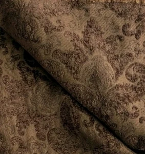 Tapiz Damasco Tela Marrón Peso Pesado 55"1.55 Yardas X 101" 2.8 Yardas  - Imagen 1 de 3