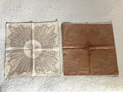 Lote De Colección/2 Pañuelos De Diseñador Tammis Keefe Tonos De Marrón Y Beige Foto 1 de 4