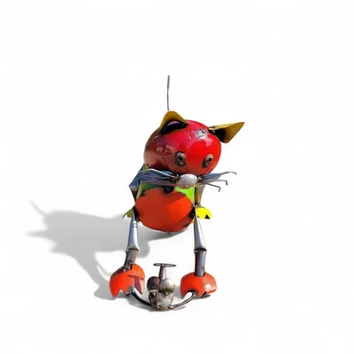 Handmade Metal Art Cat  Caching a Mouse Multicolor   # 6 Home Garden Decor - Image 1 of 4