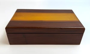 Vintage Dominikanische Republik Mahagoni Holz Schmuck Schmuck Schatulle 9" x 5,5" - Bild 1 von 11