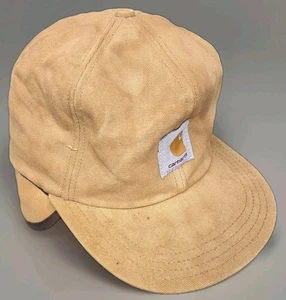 Vintage Carhartt Mütze Kappe Ohrenklappen isoliert gesteppt Canvas Arbeit Made in USA Gr. S - Bild 1 von 12