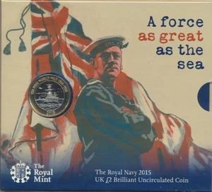 Great Britain: 2015 £2 Bi-metal B/UNC Royal Navy A Force As Great As The Sea - Picture 1 of 1