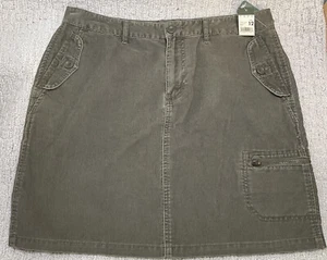 Eddie Bauer Olive Green Micro Corduroy Breen Skirt 12 NWT Pigment Dyed - Picture 1 of 9