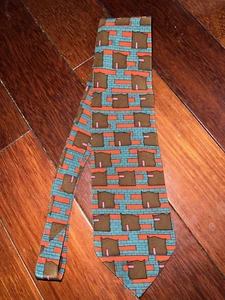 ARQUITECTONICA 80s Retro Vintage Mid Century Design Neck Tie Men's Silk - Picture 1 of 2