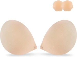 Adhesive Strapless Bra for Women Sticky Invisible Push up Silicone Bra for Backl - Picture 1 of 12