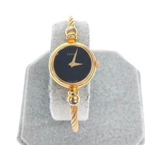 GUCCI 2700.2L Black Dial Gold Bangle Watch Quartz Women - Picture 1 of 8