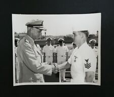 U.S. Navy Commander & Sailor Aboard USS Cadmus (AR 14) Ship Vintage LARGE PHOTO 