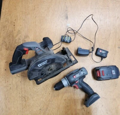 PORTER CABLE Lot Drill Saw Pc186cs Pc1801d Needs Battery 18v Charger - Image 1 of 3