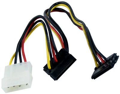 MOLEX SATA Power Kabel Serial Stromkabel 2x S-ATA 15-PIN  Buchse auf 4-PIN MOLEX - Bild 1 von 2