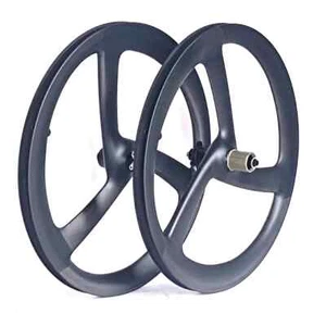 20'' 3 Spokes BMX Folding Bike Carbon Wheelset Clincher Disc Brake XDR Hubs - Picture 1 of 16