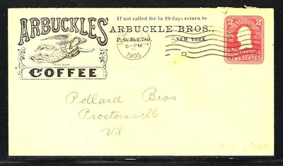 1905 ARBUCKLES COFFEE ADVERTISING - NEW YORK TO PROCTORSVILLE VT - Image 1 of 2