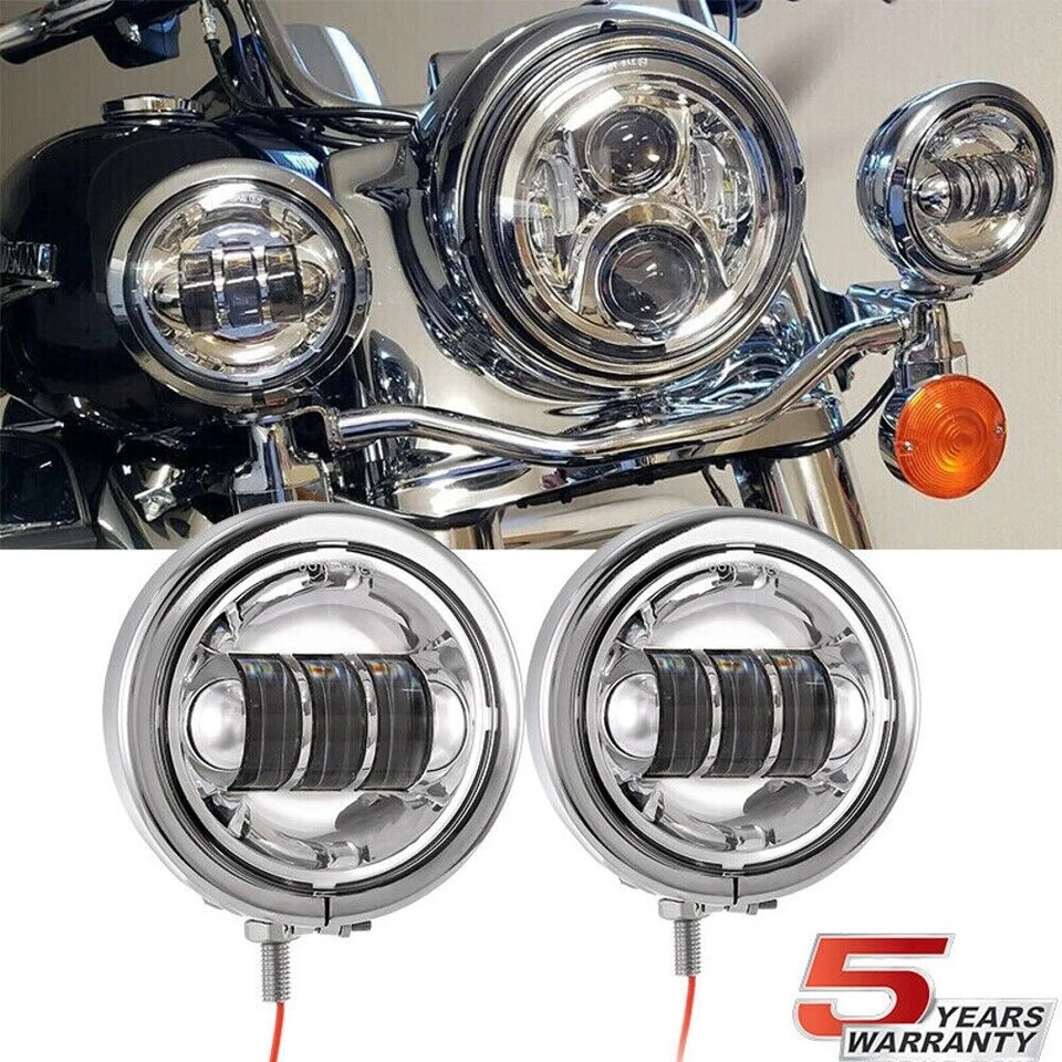 2PCS 4.5'' LED Fog Lights + Housing Bracket for Yamaha Roadstar Silverado XV1600 - Image 1 of 4