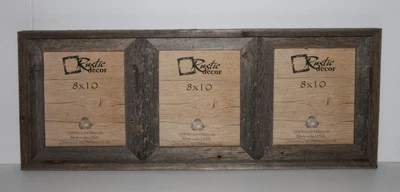 8x10-2.5" Wide Reclaimed Rustic Barn Wood Collage Photo Frame -  Holds 3 Photos - Image 1 of 2