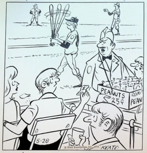 Jeff Keate Time Out Comic Strip Original Art Baseball 28. Mai 1974 Erdnussverkäufer - Bild 1 von 2