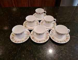 SET OF 6 Noritake Progression China HOMECOMING #9002 Cups & Saucers - Picture 1 of 20