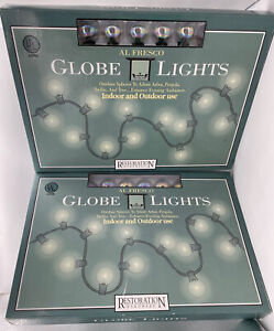 NIB 2 Clear Globe String Lights 25 Bulb~25 ft. Indoor/Out Restoration Hardware