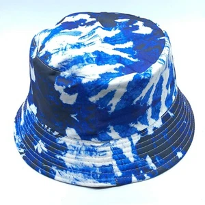Bucket hat blue tie dye pattern unisex sun style reversible foldable tiktok hat - Picture 1 of 8