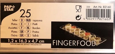 Papstar Finger Food confezione da 25 Piatti 1,2x16,3x4,7 cm plastica trasparente - Immagine 1 di 3