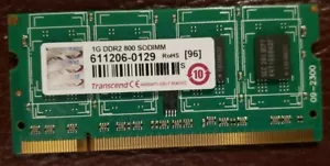 611206-0129 (5) MEMORIA LAPTOP TRANSCEND ORIGINALE ORIGINALE 1 GB DDR2 800 SODIMM - Foto 1 di 3