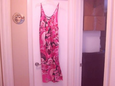 August Silk Size Medium Pink, Red & Black Nightgown Sleepwear New With Tag - Image 1 of 4