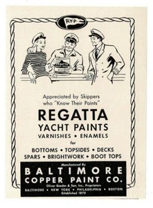 1945 BALTIMORE COPPER PAINT CO Regatta Yacht Paints Vintage Print Ad - Bild 1 von 1
