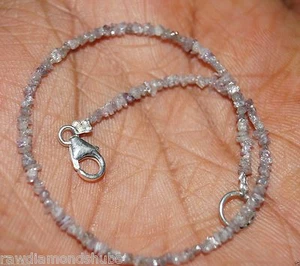6.0 tcw 7 inc.Natural pink Rough Diamond Raw Diamond Beads Bracelet, 925 silver - Picture 1 of 3