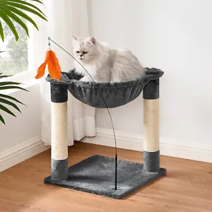 More details for cat scratching post 48cm cat tree hammock bed scratcher posts indoor cat playing