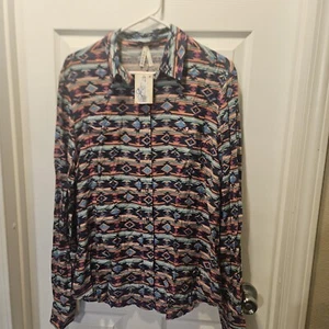 Roper Womens Size XL Long-Sleeve Pearl Snap Button Western Shirt Top Aztec Print - Picture 1 of 14