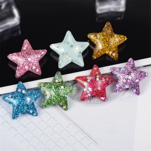 Random 20 pcs Flatback Thicken Resin Stars Glitter Decor Cabochons Craft 2-3cm - Picture 1 of 10