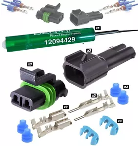 Delphi Metri-Pack 280 Series 2-Conductor Connector w/10-12 AWG **3 SET** + TOOL - Picture 1 of 10