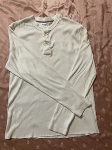 Mens American Eagle Outfitters White Long Sleeve Henley T-shirt. Size Large - Picture 1 of 14