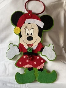 Disney Christmas Minnie Mouse Felt Door Hanger with Bells. Vintage Decoration - Picture 1 of 6