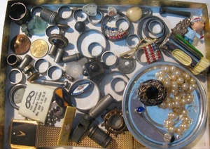 Bag of Tiny & Small things parts & pieces coin watch stoppers metal bands lock - Picture 1 of 4